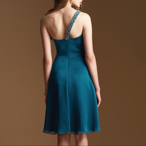 Teal knee length chiffon - Picture 6 of 13